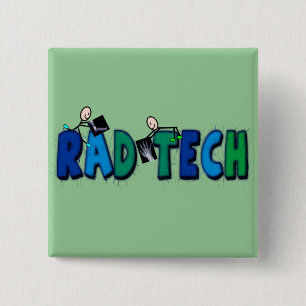 Rad Tech With Stick People and Xrays Design 15 Cm Square Badge