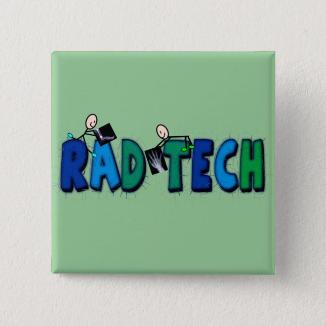 Rad Tech With Stick People and Xrays Design 15 Cm Square Badge (Front)