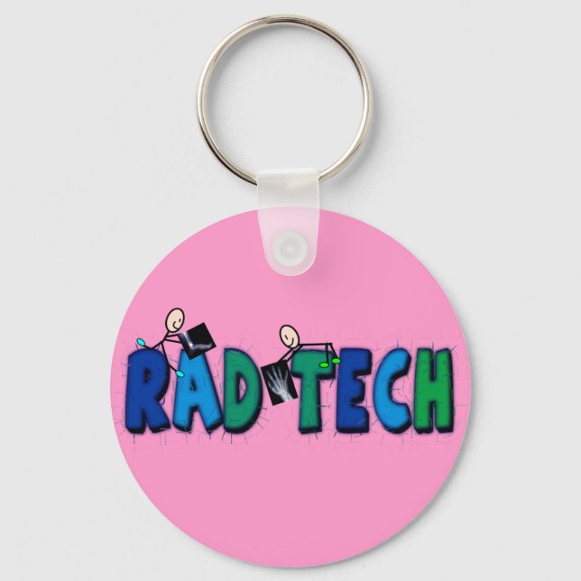 Rad Tech With Stick People and Xrays Design Key Ring (Front)