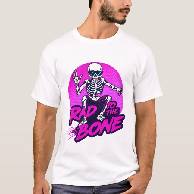 Rad to the Bone Cool Skeleton Retro Aesthetic T-Shirt (Front)