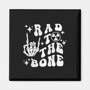 Rad To The Bone Funny Skeleton Rock Hand Halloween Magnet