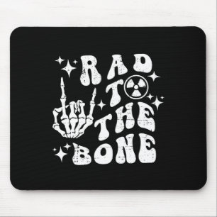 Rad To The Bone Funny Skeleton Rock Hand Halloween Mouse Mat