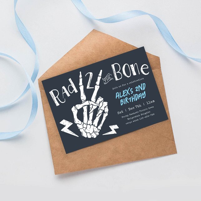 Rad TWO the Bone, Boys Halloween Second Birthday Invitation (Creator Uploaded)