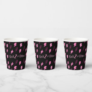 Rad TWO the Bone, Girls Pink Lightning Bolt  Paper Cups