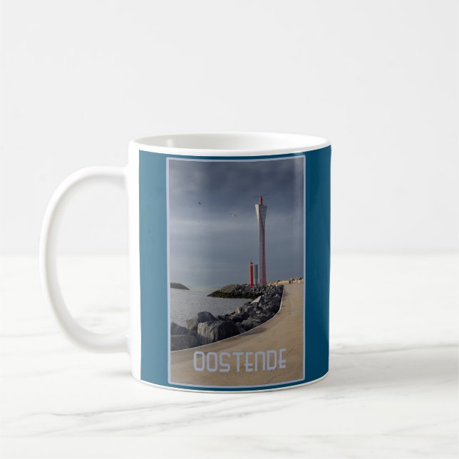 Radar Tower, Oostende Habour, Belgium Coffee Mug (Left)