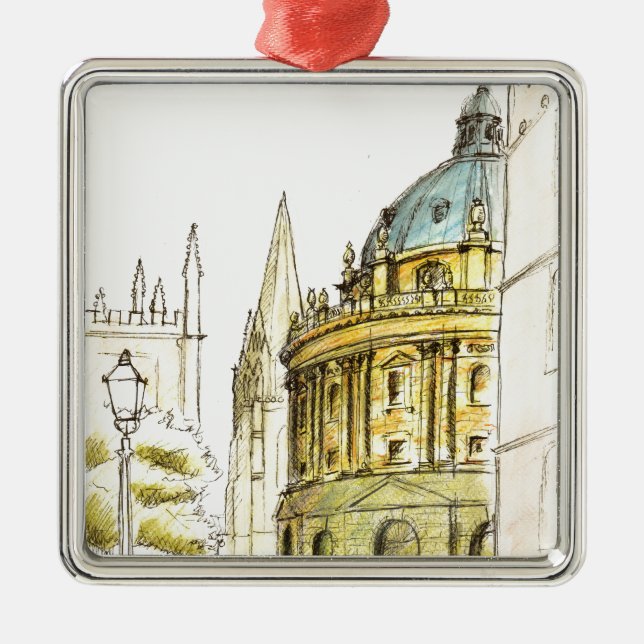 Radcliffe Camera original drawing Metal Tree Decoration (Front)