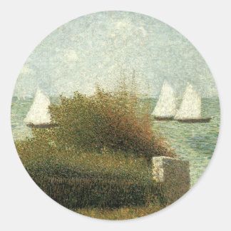 Rade de Grandcamp by Georges Seurat, Vintage Art Classic Round Sticker