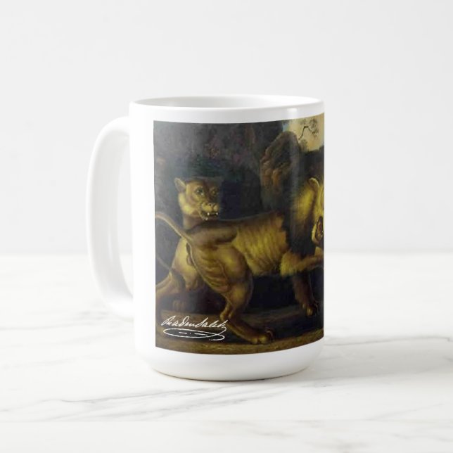 Raden Saleh® Coffee Mug 'Lions and Snake' (Front Left)