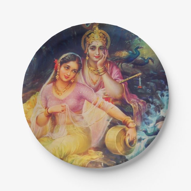 Radha and Krishna paper plate (Front)