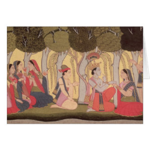 Radha and Krishna seated in a grove, Kulu