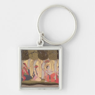 Radha and Krishna seated in a grove, Kulu Key Ring