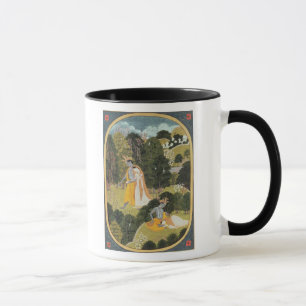 Radha and Krishna walking in a grove Mug