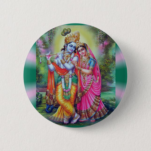 Radha Krishna 6 Cm Round Badge (Front)