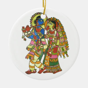 Radha Krishna Ceramic Tree Decoration