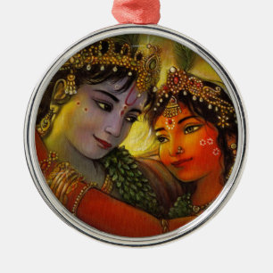 RADHA KRISHNA CLASSIC PAINTING METAL TREE DECORATION