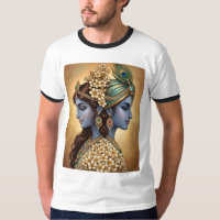 Radha Krishna Divine Love Line Art T-Shirt / Canva