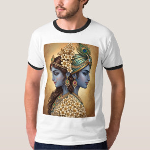 Radha Krishna Divine Love Line Art T-Shirt / Canva