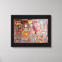 RADHA- KRISHNA INDIAN MADHUBANI STYLE ART PRINT