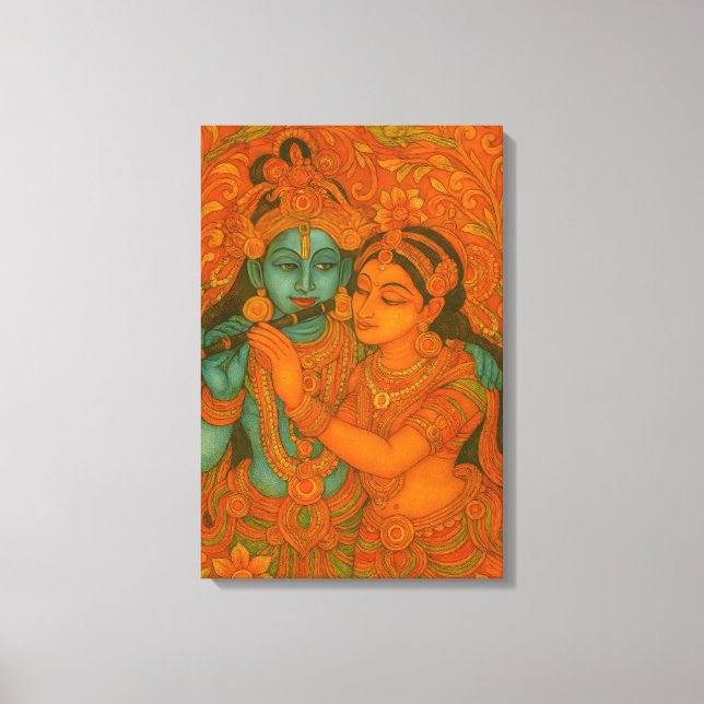 Radha Krishna Mural painting from Kerala Canvas Print (Front)