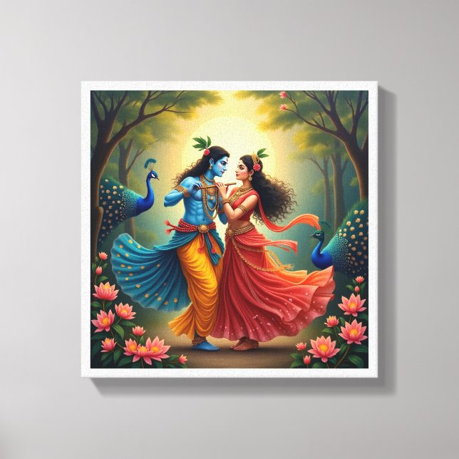 Radha Krishna Spiritual Paintings 🌺🎶. Canvas Print (Front)