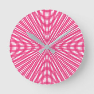 Radial Circular Weaving Pattern - Pink Round Clock