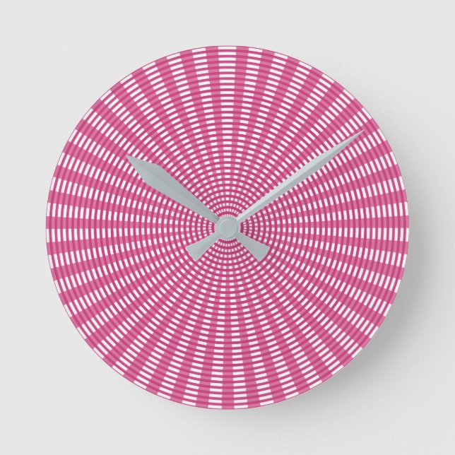 Radial Circular Weaving Pattern - Pink Round Clock (Front)