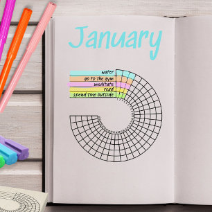 Radial Monthly Habit Tracker Journal Stamp 