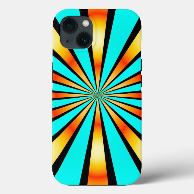 Radial Pattern Turquoise Orange Black Case-Mate iPhone Case (Back)