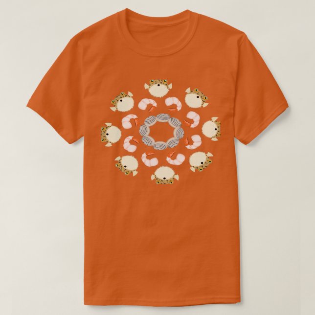 Radial Puffer Food Pattern T-Shirt (Design Front)