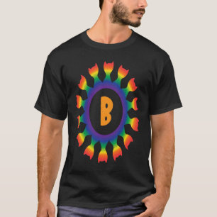 Radial Rainbow Cat Monogram B T-Shirt