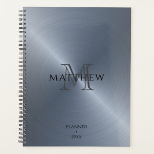 Radial Silver Metallic   Monogrammed Planner