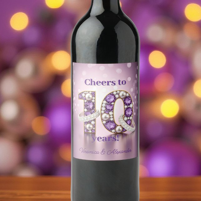 Radiant 10th Anniversary Gemstone & Diamond Rings Wine Label (Creator Uploaded)