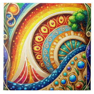 Radiant Abstract Art Tile