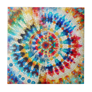 Radiant Abstract Mosaic Mandala Pattern Tile