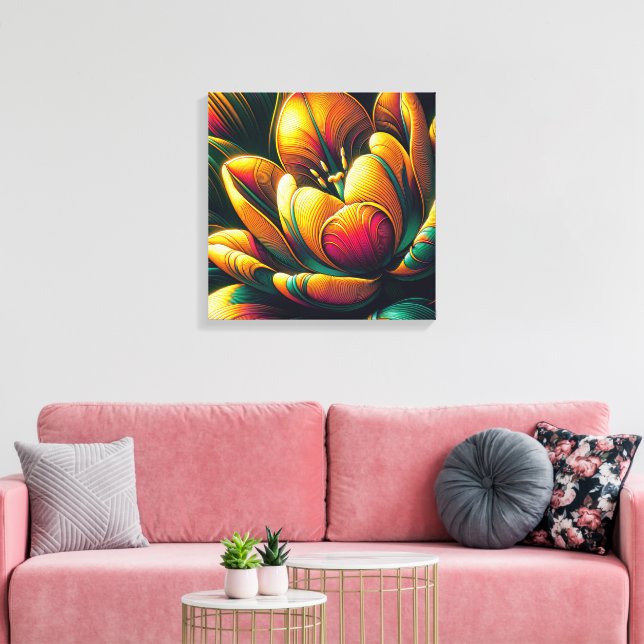 Radiant Abstract Tulip Bloom Canvas Print (Insitu(LivingRoom))