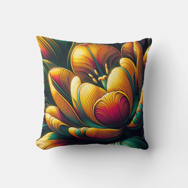 Radiant Abstract Tulip Bloom Cushion (Front)