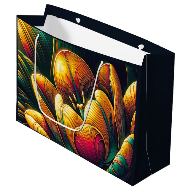 Radiant Abstract Tulip Bloom Large Gift Bag (Front Angled)