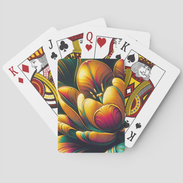 Radiant Abstract Tulip Bloom Playing Cards (Back)