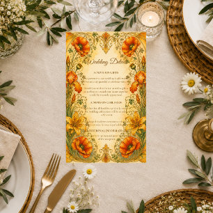 Radiant Art Nouveau Botanical Romance Wedding Enclosure Card