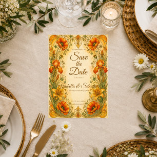 Radiant Art Nouveau Botanical Romance Wedding Save The Date