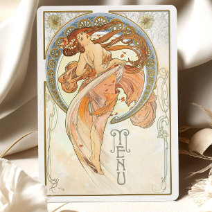 Radiant Art Nouveau Wedding Menu Card