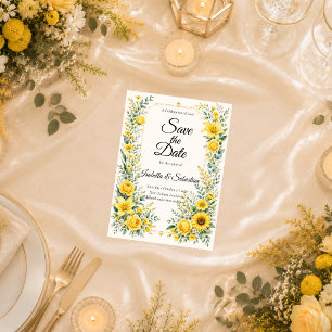Radiant Autumn Sunflower Bloom Wedding Save The Date