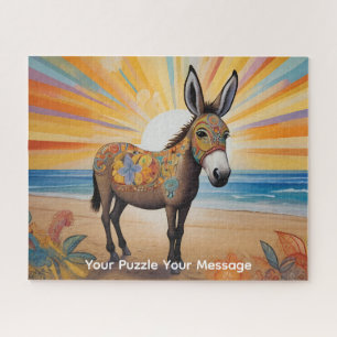 Radiant beach donkey portrait jigsaw puzzle