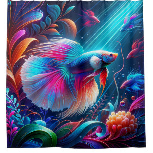 “Radiant Betta Fish Underwater Art” Shower Curtain