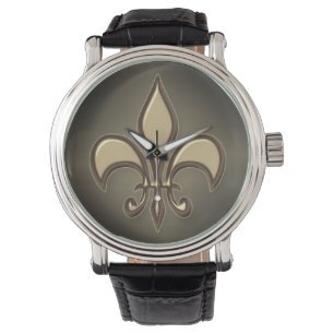 Radiant Black Gold Fleur de lis Watch