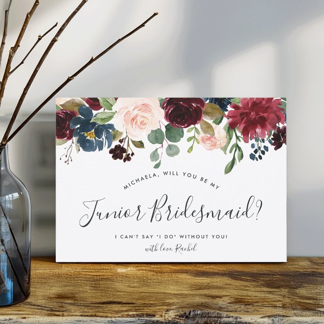 Radiant Bloom Be My Junior Bridesmaid Card (Creator Uploaded)