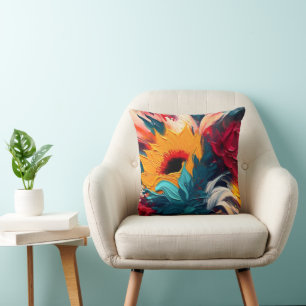 Radiant Bloom – Bold Abstract Floral Expression Cushion