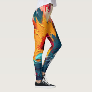 Radiant Bloom – Bold Abstract Floral Expression Leggings