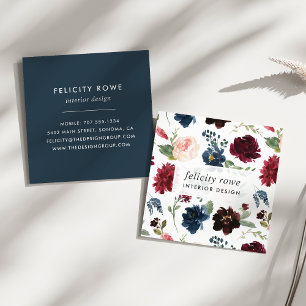 Radiant Bloom   Botanical Pattern Square Business Card