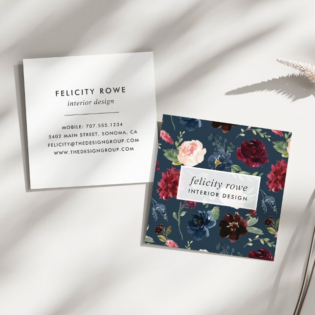 Radiant Bloom | Botanical Pattern Square Business Card (Creator Uploaded)